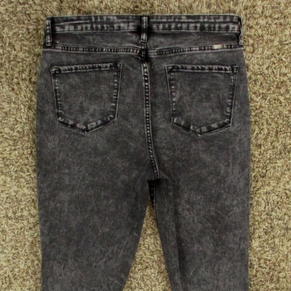 Kancan Jeans Women's 31 Black Straight High Rise Ankle Distressed Stretch Denim - Picture 4 of 7